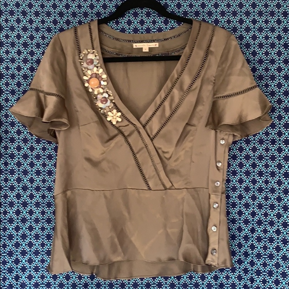 Nanette Lepore Gray Silk Sleeveless Top